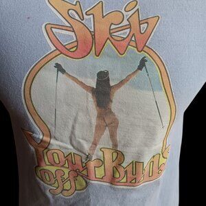 Vintage T-Shirt Small Single Stitch Springfoot 1970s "Ski Your Buns Off" Roach